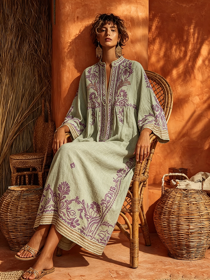 Rhiannon | Embroidered Bohemian Maxi Dress