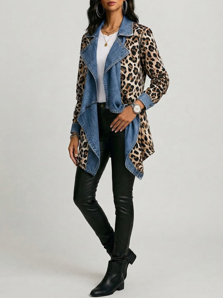 Cassidy | Animal Print Draped Mid-Length Jacket