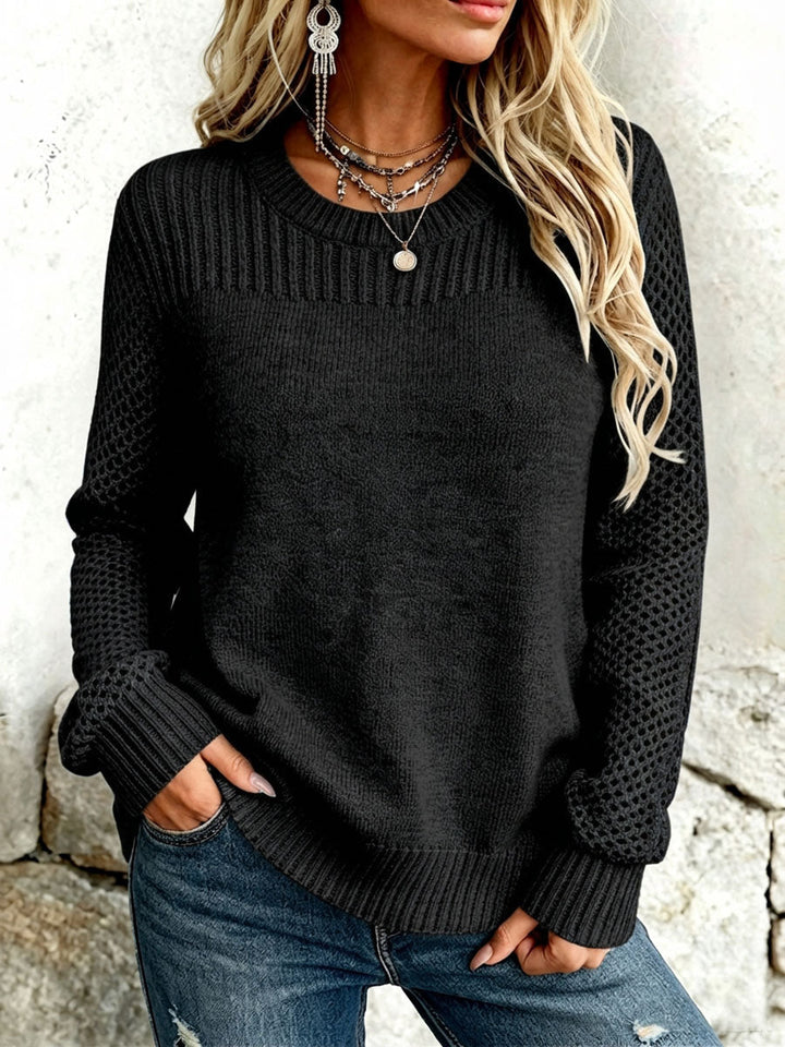 Amelie | Textured Open-Knit Sleeve Sweater