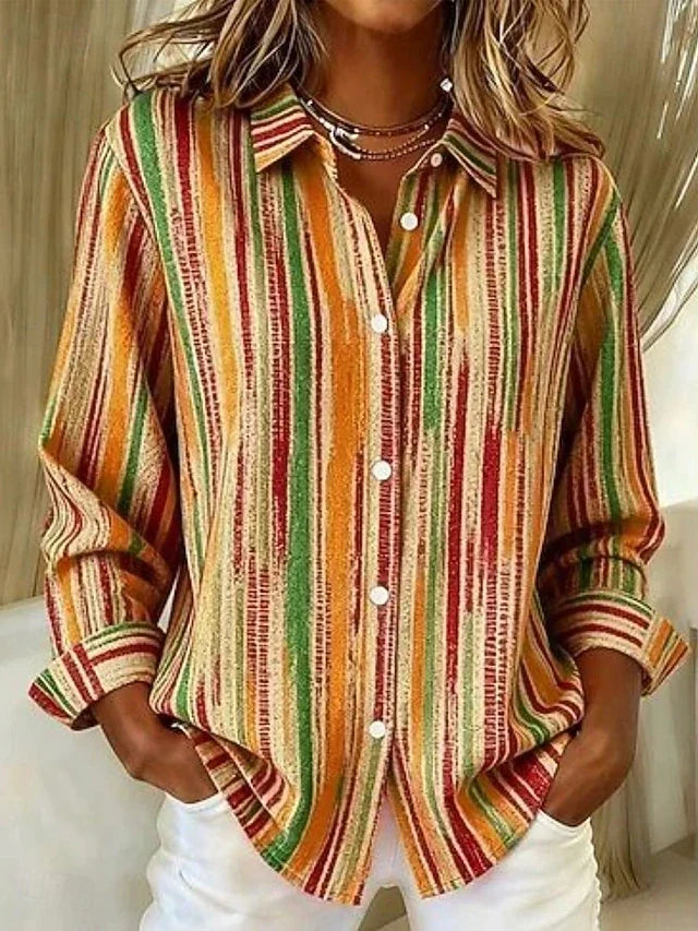 Deanna | Vintage Striped Button Blouse