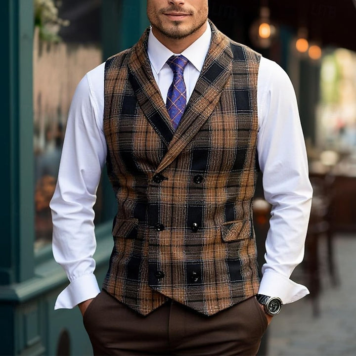 Julian | Double-Breasted Checked Waistcoat