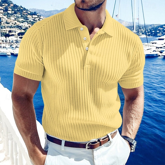 Marcus | Men's Ribbed Knit Polo Shirt