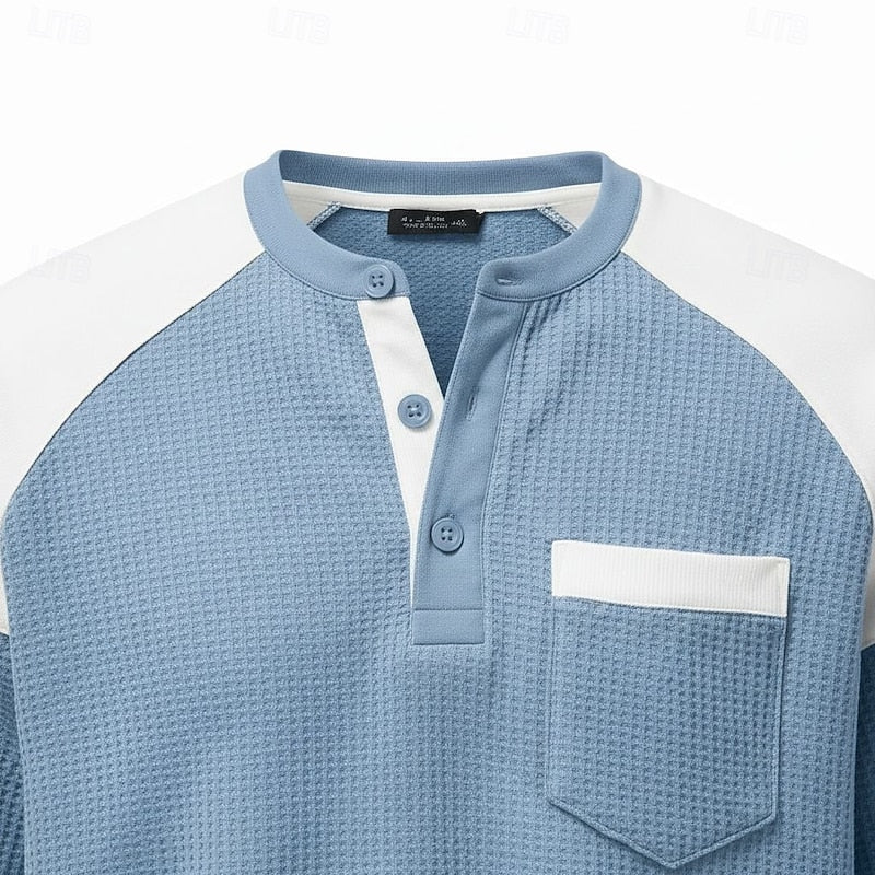 Nolan | Textured Colour-Block Henley