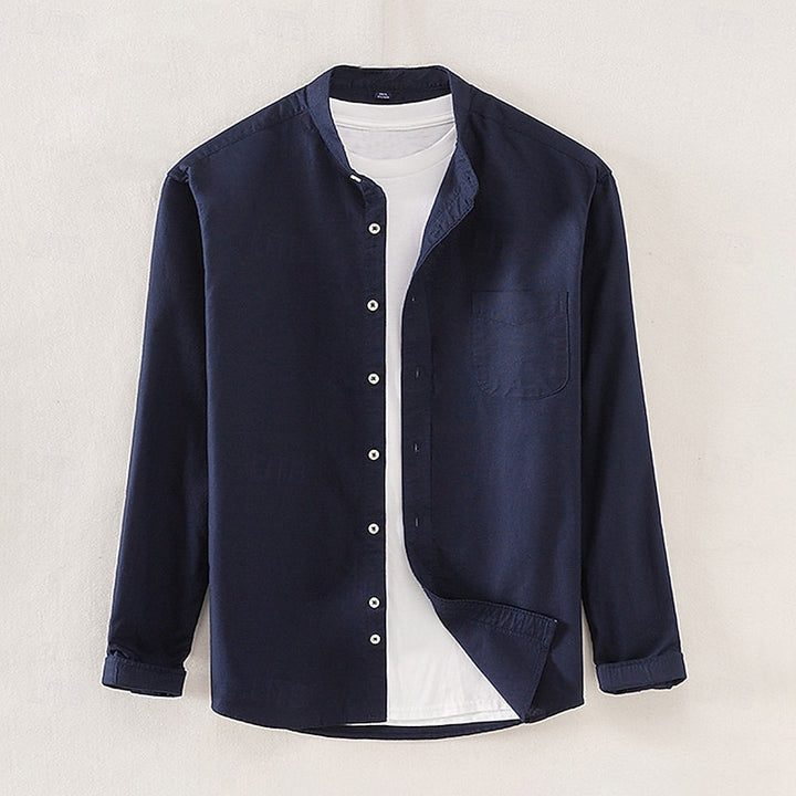 Nathan | Mandarin Collar Long-Sleeve Shirt