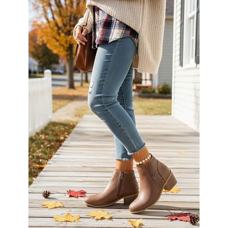 Marcella | Cutout Block-Heel Ankle Boots