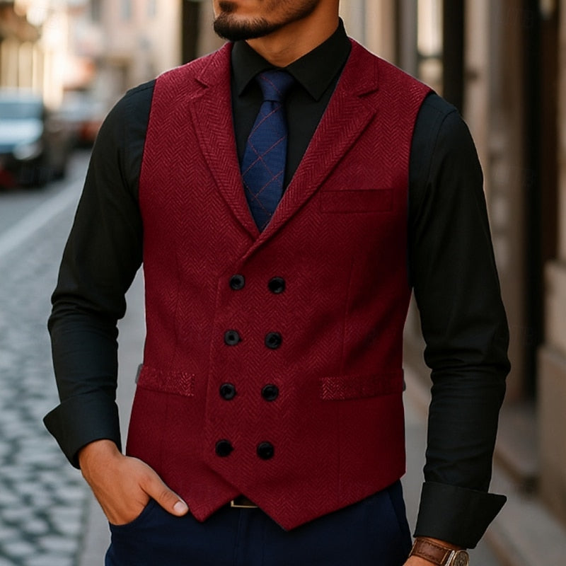 Alistair | Double-Breasted Herringbone Waistcoat