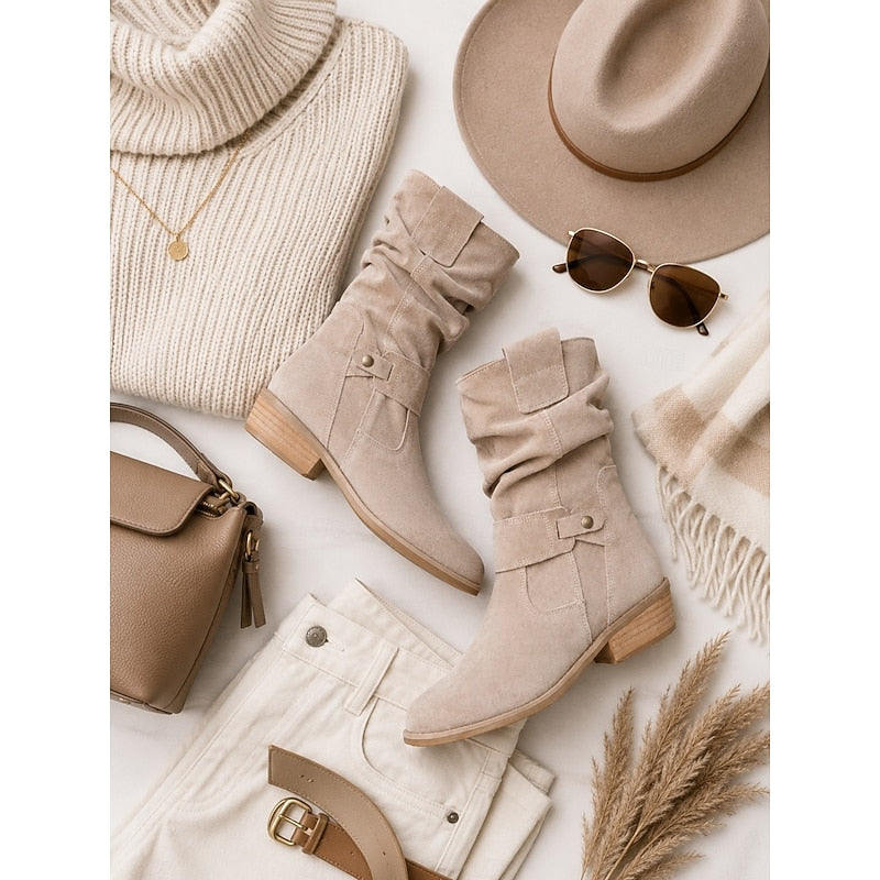 Pamela | Slouchy Buckle Ankle Boots