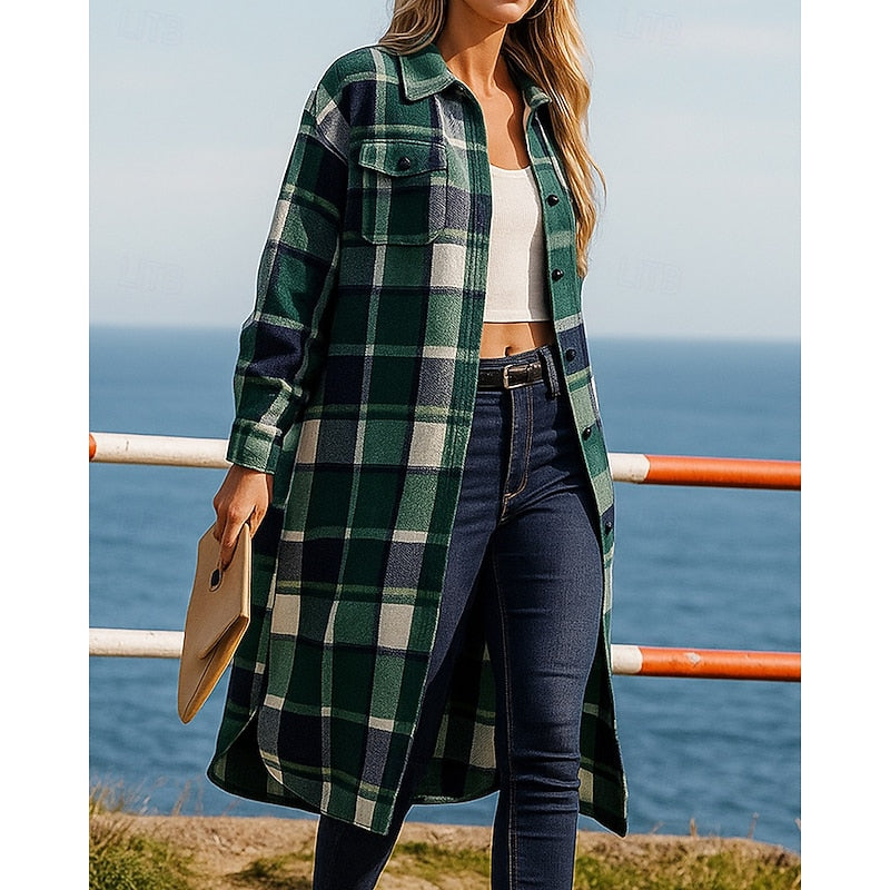 Delia | Christmas Plaid Longline Coat