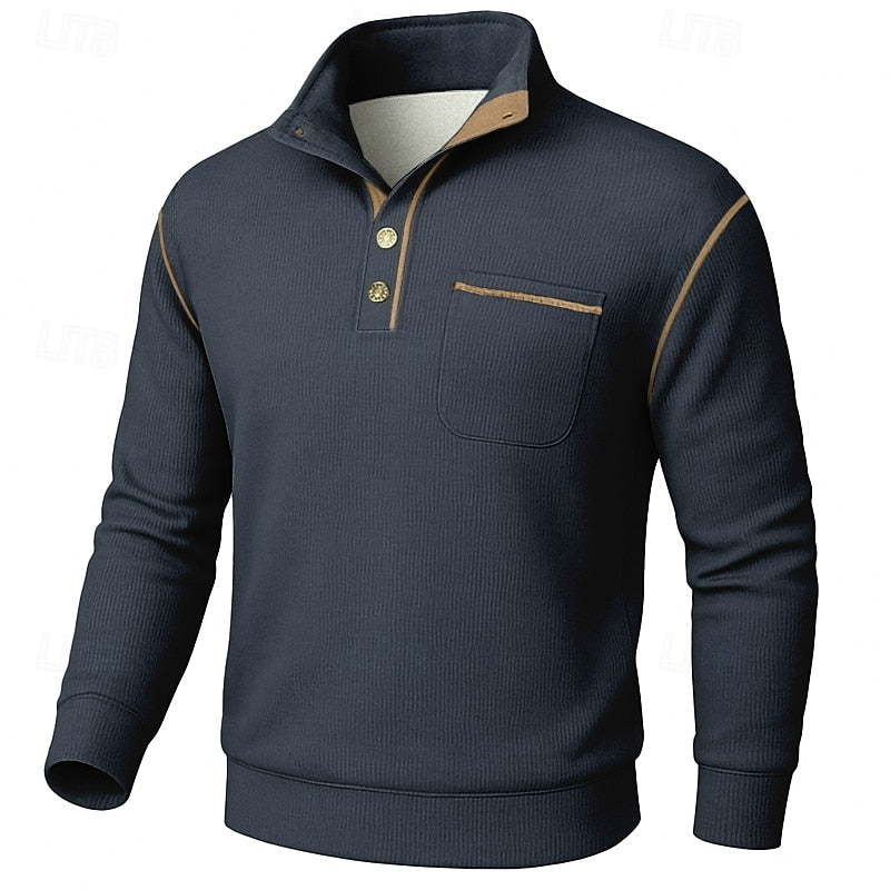 Barrett | Button-Up Standing Collar Pullover