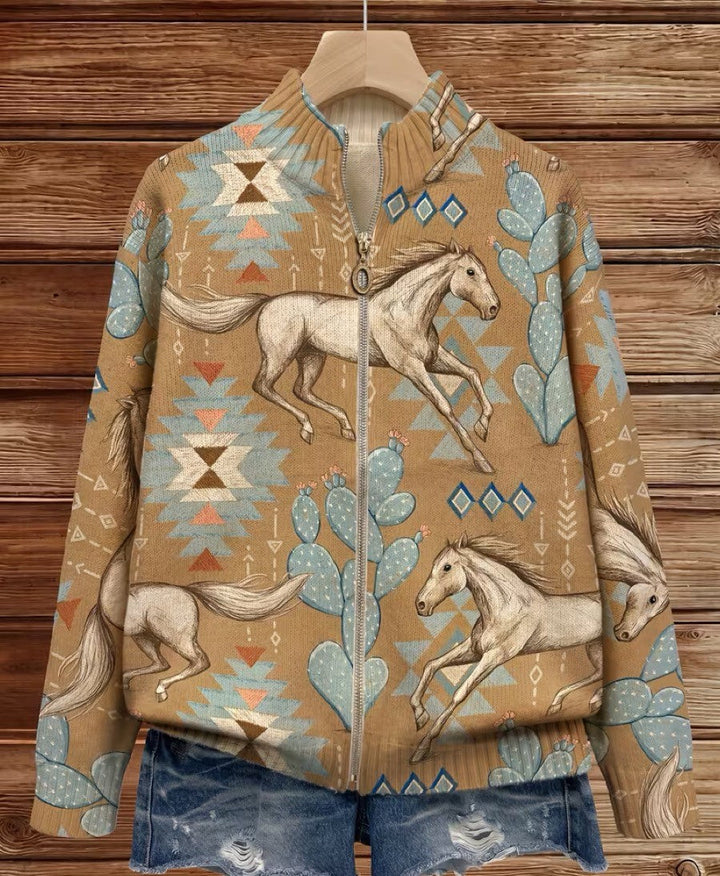 Sierra | Western Stand-Collar Zip Cardigan