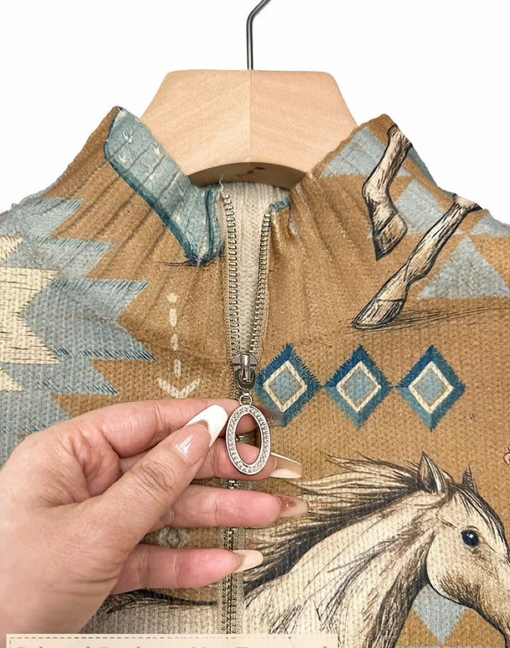 Sierra | Western Stand-Collar Zip Cardigan