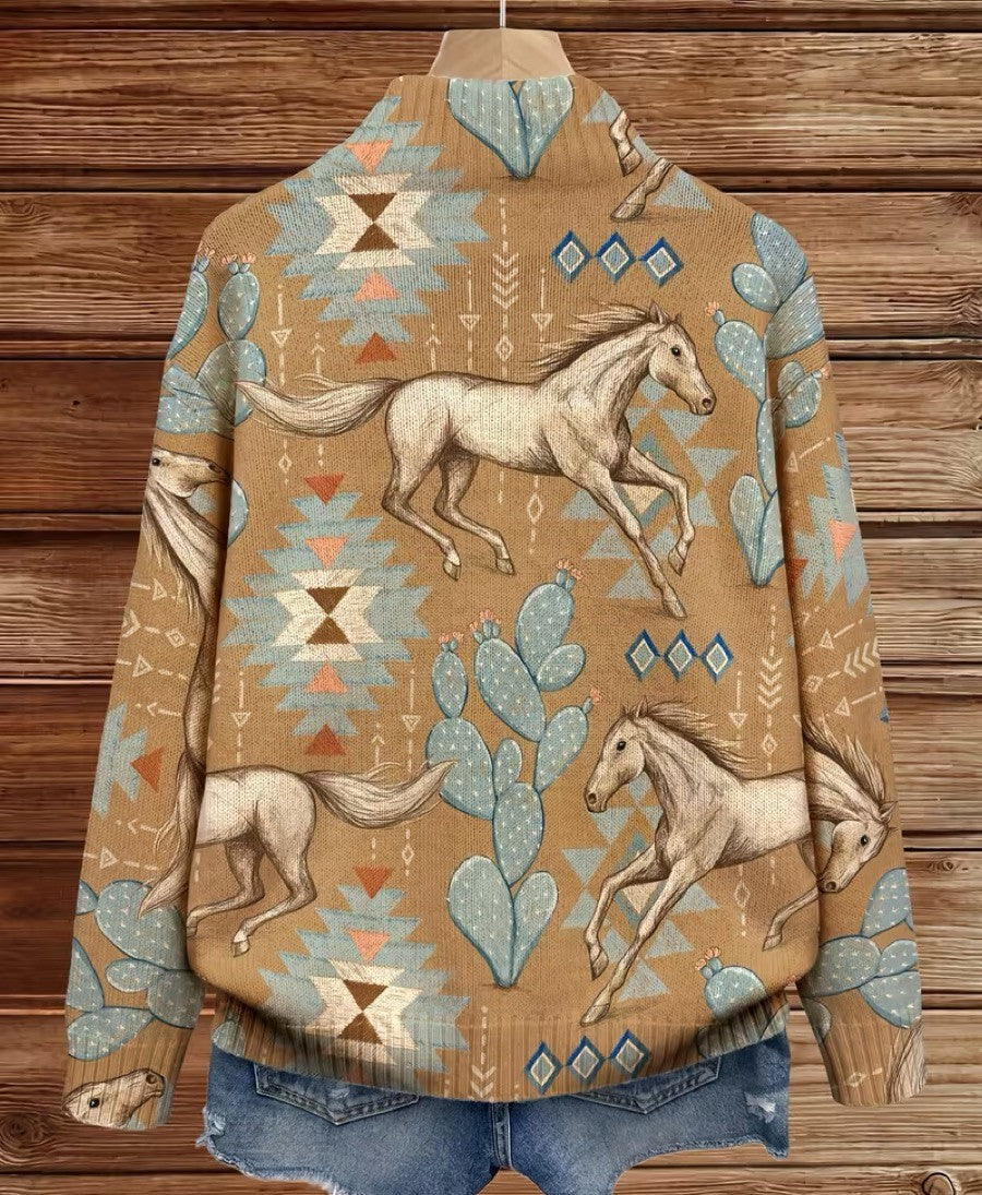 Sierra | Western Stand-Collar Zip Cardigan