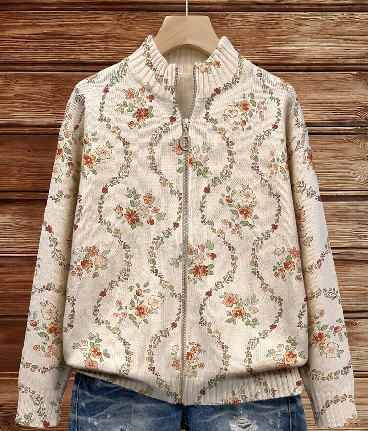Ainsley | Floral Stand-Collar Zip Jacket