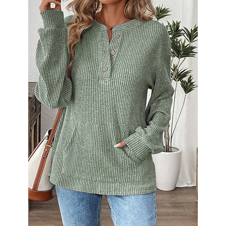 Delphine | Ribbed Henley Pullover