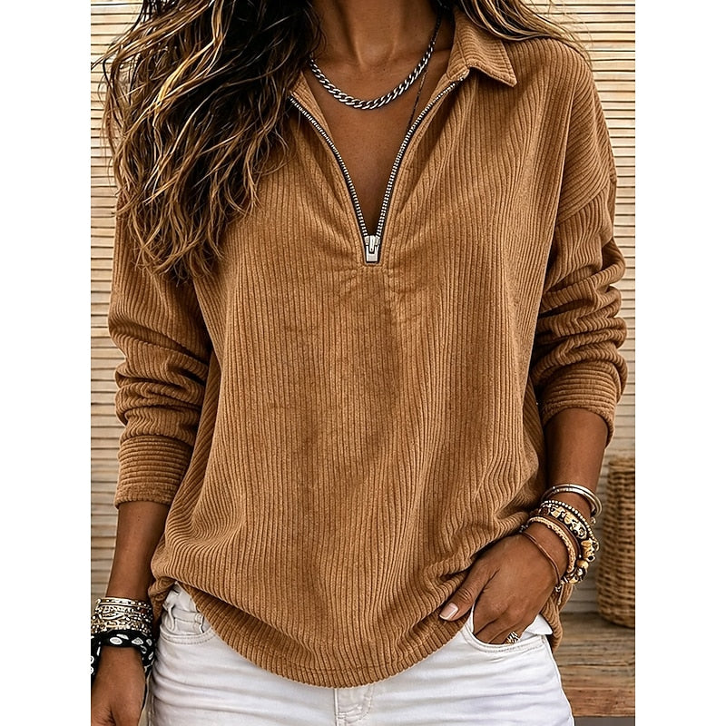 Vivian | Textured Half-Zip Top