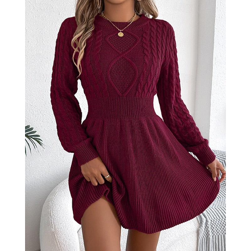Marceline | Cable-Knit Christmas Sweater Dress