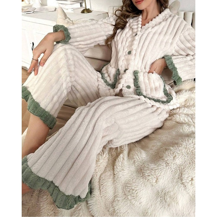 Adelina | Cozy Ruffle-Trim Two-Piece Set