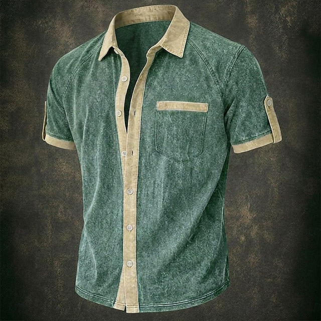Lloyd | Men's Acid Wash Cotton Short Sleeve Shirt