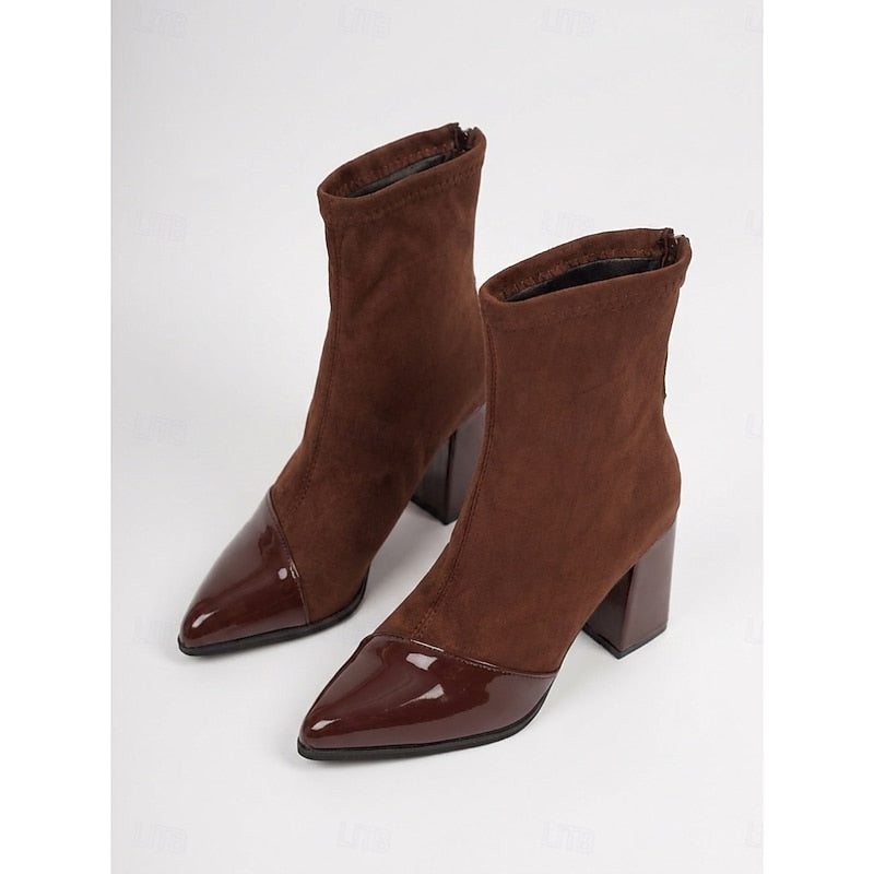 Lillian | Cap-Toe Chunky Heel Ankle Boots