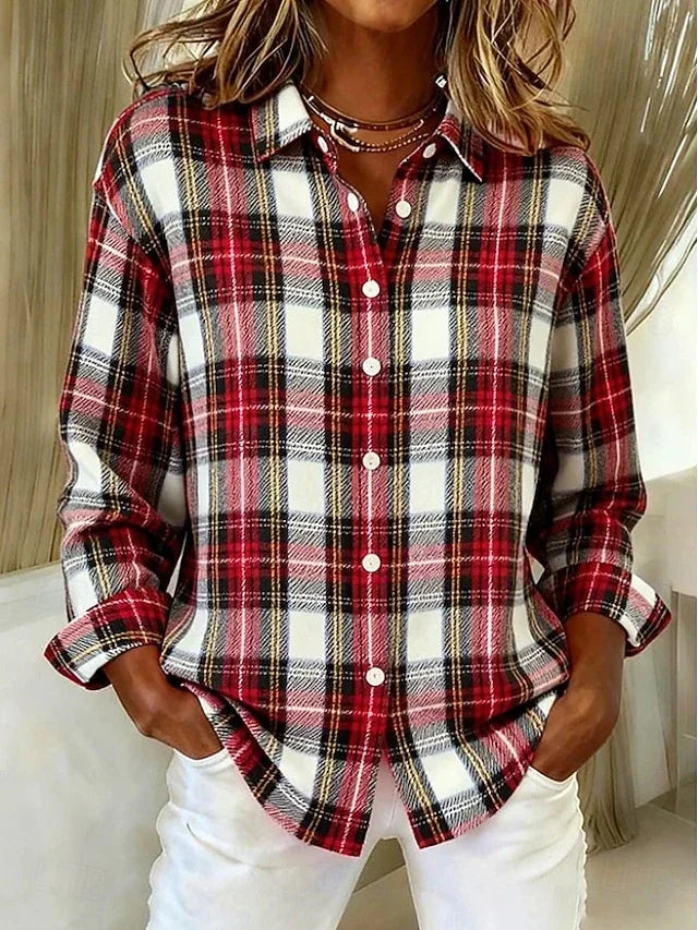 Josephina | Timeless Plaid Button-Front Blouse
