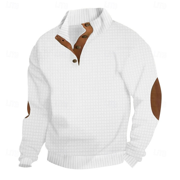 Bradley | Elbow-Patch Standing Collar Pullover
