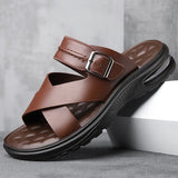 Dominic | Men's Leather Cross-Strap Sandals