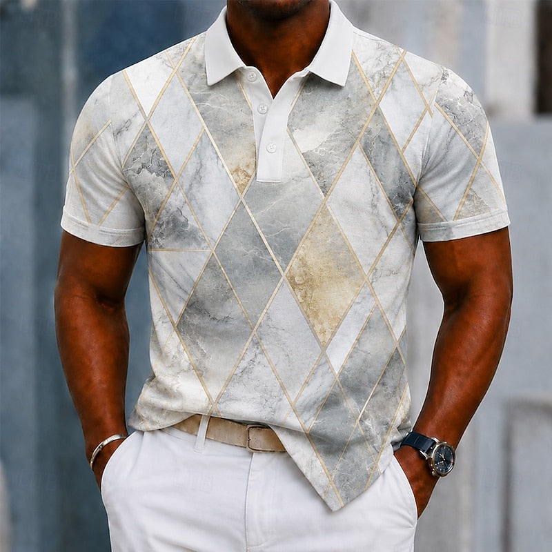 Grady | Marbled Geometric Polo Shirt
