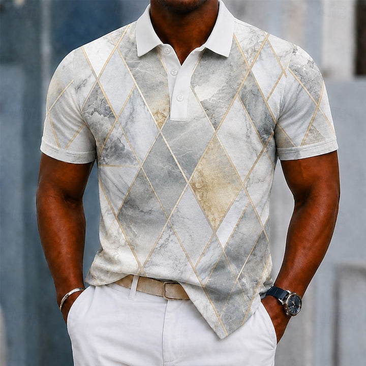 Grady | Marbled Geometric Polo Shirt