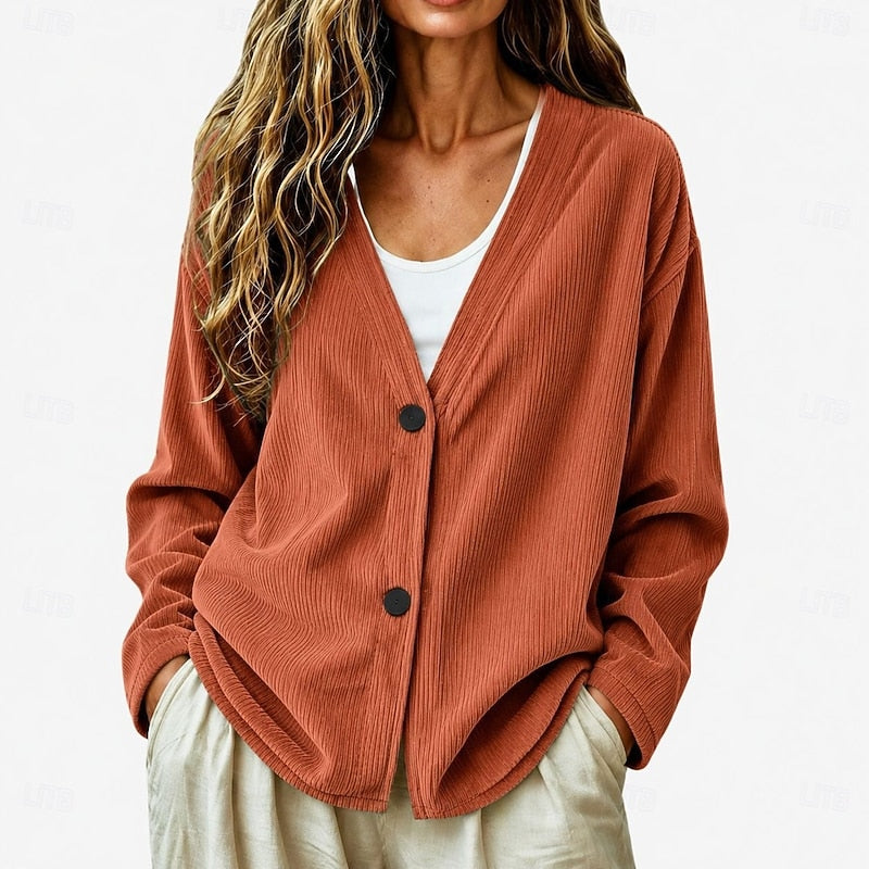 Maeve | Relaxed Ribbed Button-Front Cardigan
