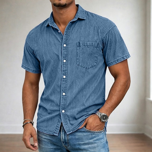 Kyle | Men's Acid Wash Cotton Short Sleeve Shirt
