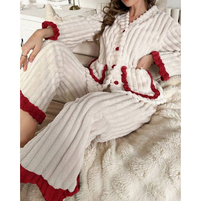 Adelina | Cozy Ruffle-Trim Two-Piece Set