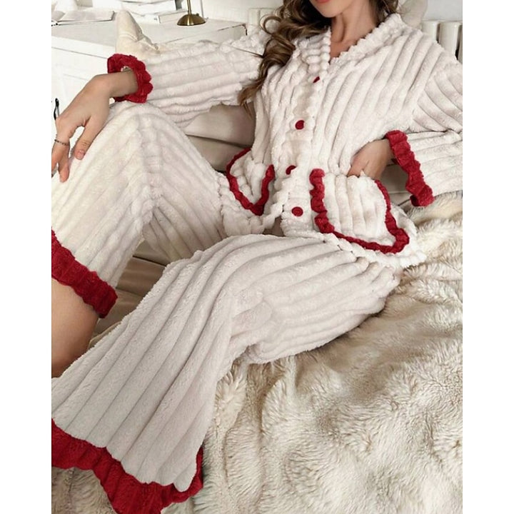 Adelina | Cozy Ruffle-Trim Two-Piece Set