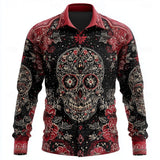 Elliot | Halloween Skull Floral Button-Up Shirt
