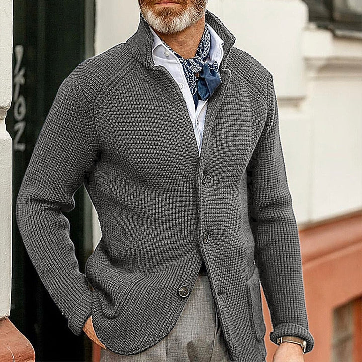 Callahan | Stand Collar Textured Cardigan