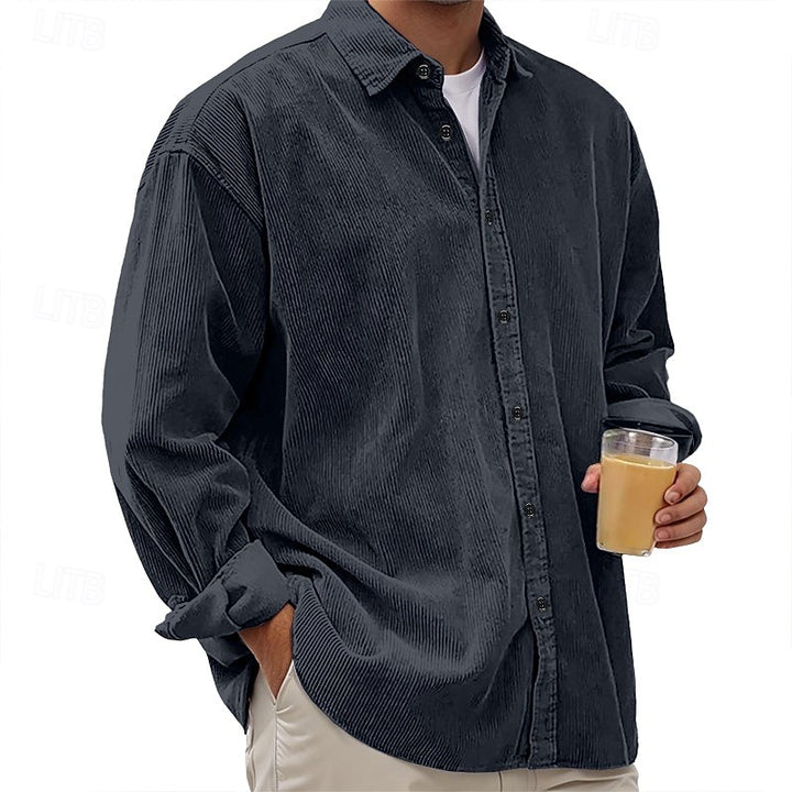 Emmett | Ribbed Textured Button-Up Shirt
