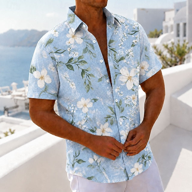 Jordan | Men's Floral Bamboo Linen Short Sleeve Shirt