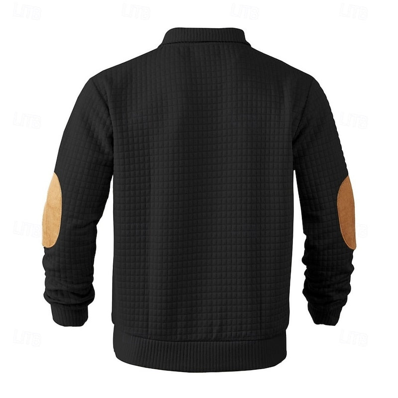 Bradley | Elbow-Patch Standing Collar Pullover