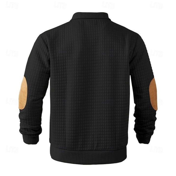 Bradley | Elbow-Patch Standing Collar Pullover