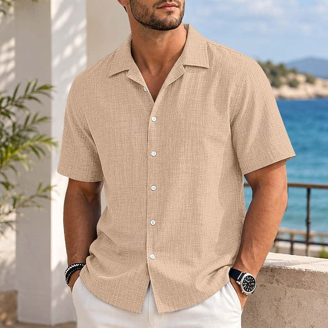 Neil | Men's Linen Camp Collar Shirt