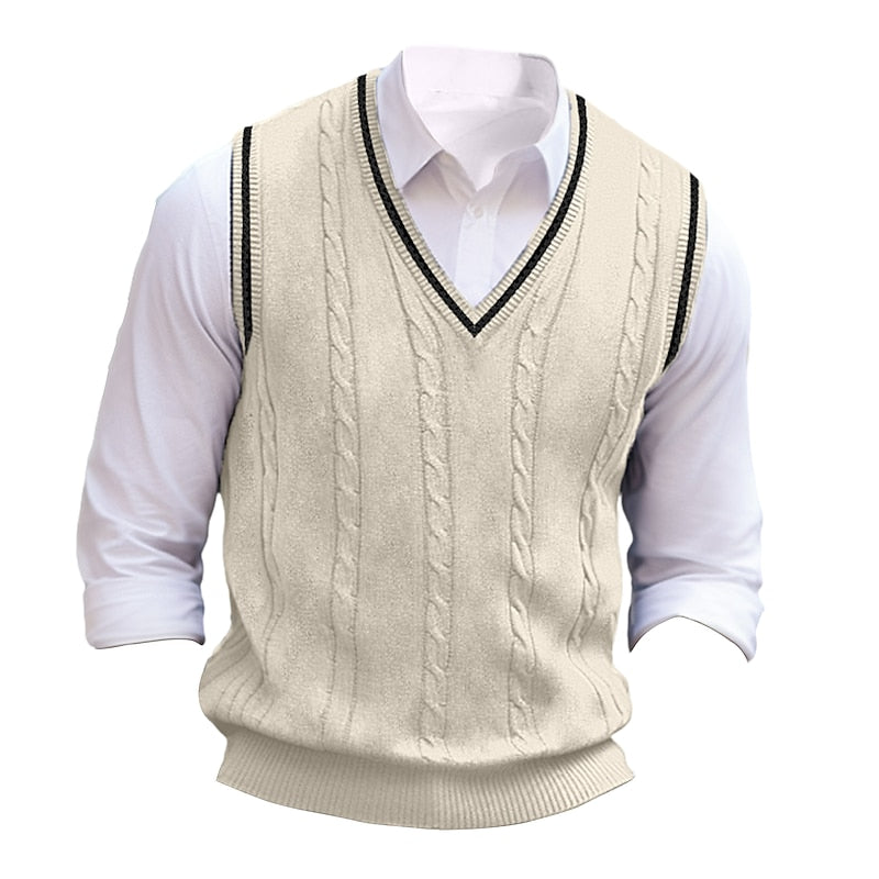 Arthur | Cable Knit V-Neck Sweater Vest