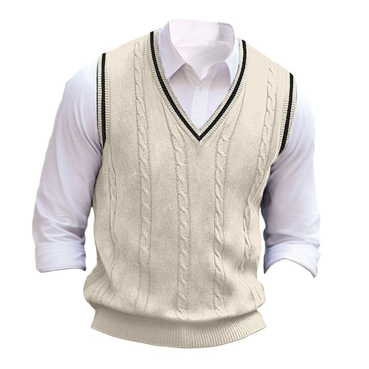 Arthur | Cable Knit V-Neck Sweater Vest