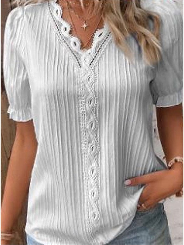 Harper | Lace-Trim V-Neck Blouse