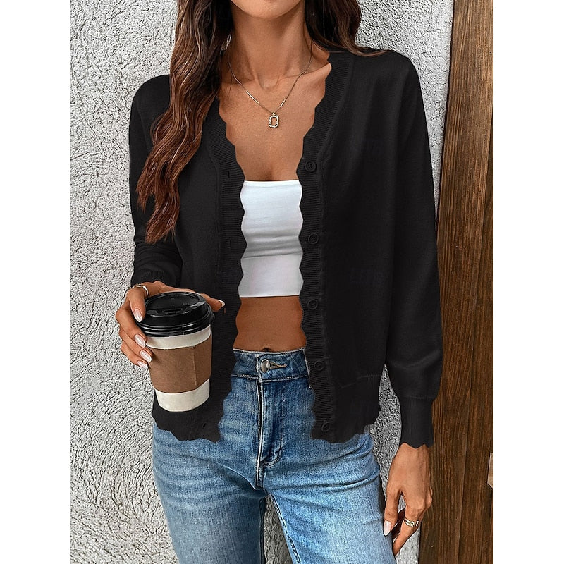 Loretta | Scalloped Button-Front Cardigan
