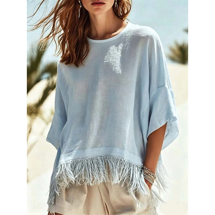 Delia | Fringe-Hem Relaxed Blouse