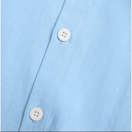 Frederick | Men's Linen Band Collar Long Sleeve Shirt