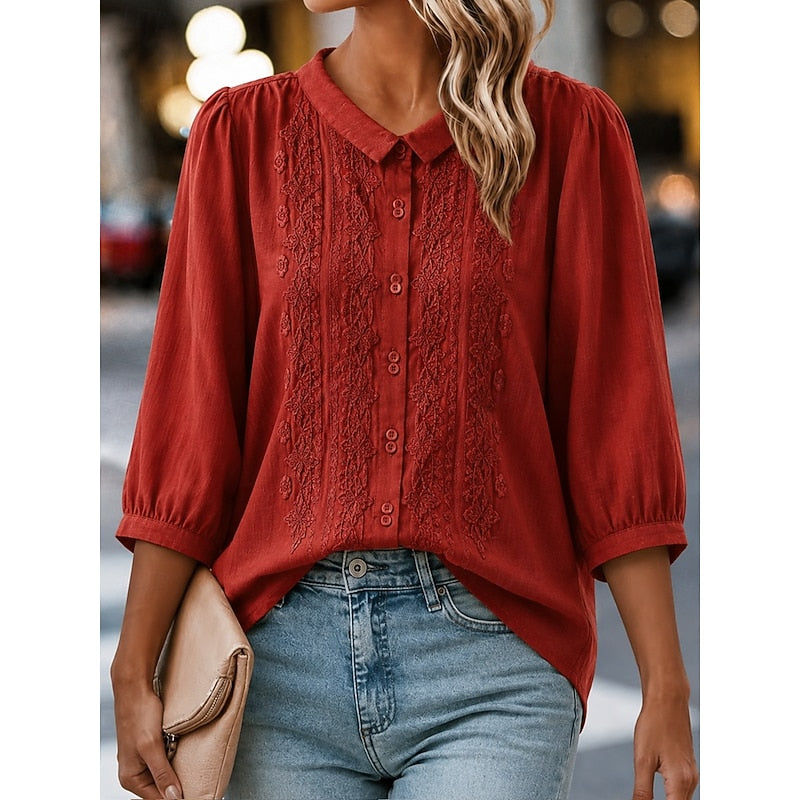 Harriet | Embroidered Peter Pan Collar Blouse