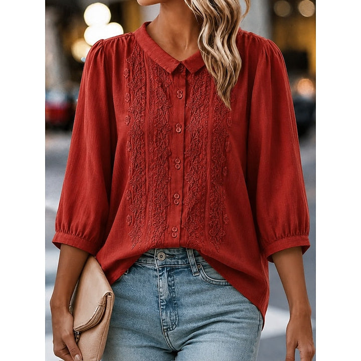 Georgia | Embroidered Peter Pan Collar Blouse