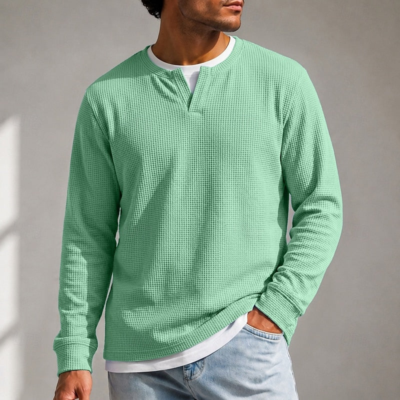 Bradley | Textured Waffle Long-Sleeve Top