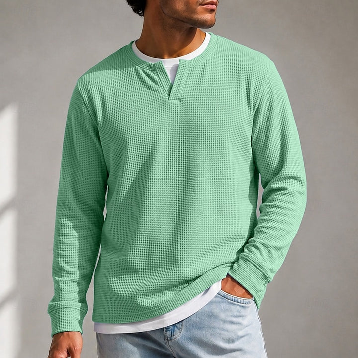 Bradley | Textured Waffle Long-Sleeve Top