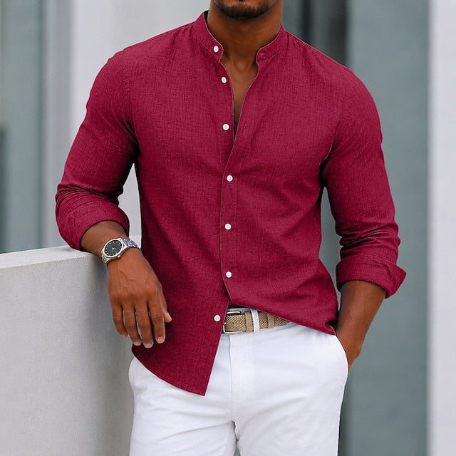 Michael | Men's Textured Stand Collar Long Sleeve Shirt